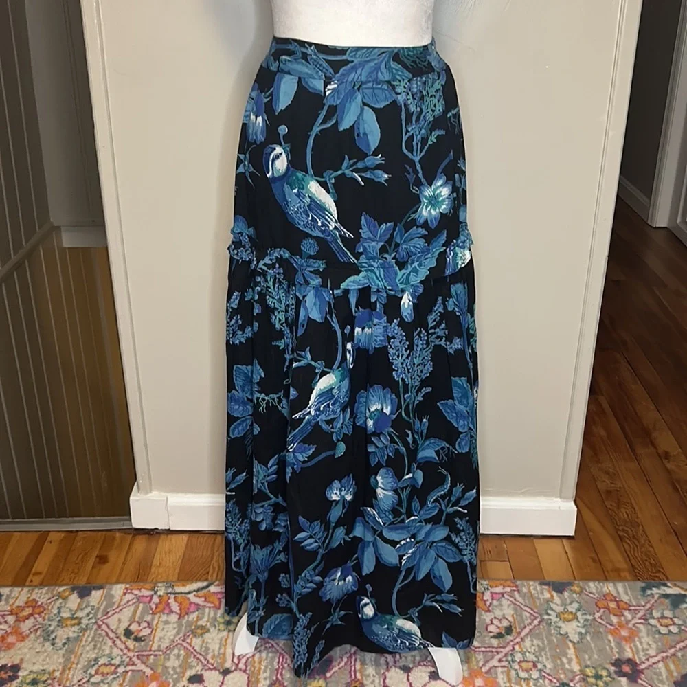 Anthropologie Banjanan Piper Skirt Floral Hedgerow Black NWT Size XS